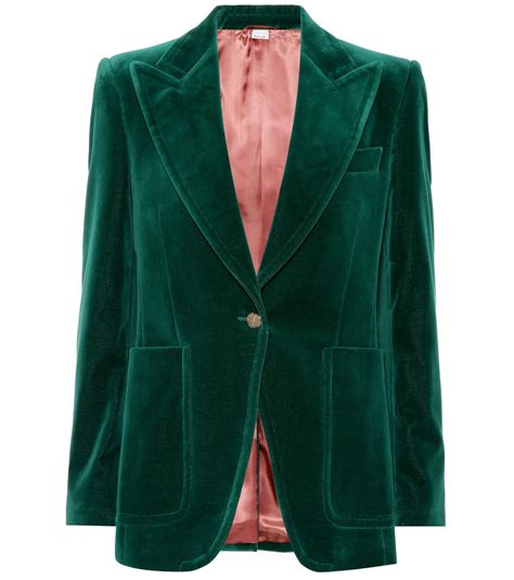 womens gucci green brocade blazer|Gucci black velvet blazer.